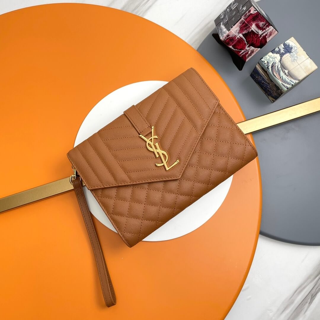 YSL CASSANDRE matelassé leather flap clutch 