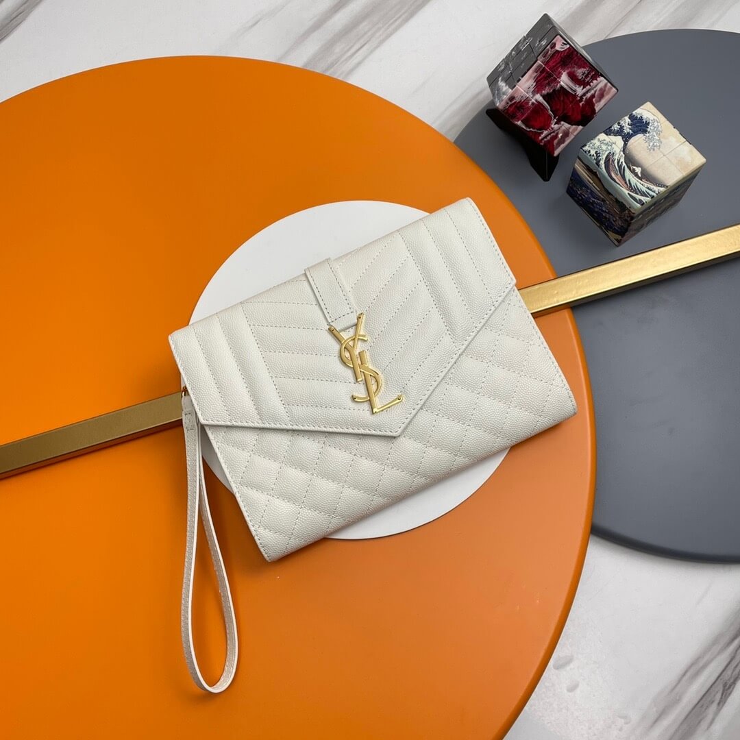 YSL CASSANDRE matelassé leather flap clutch 