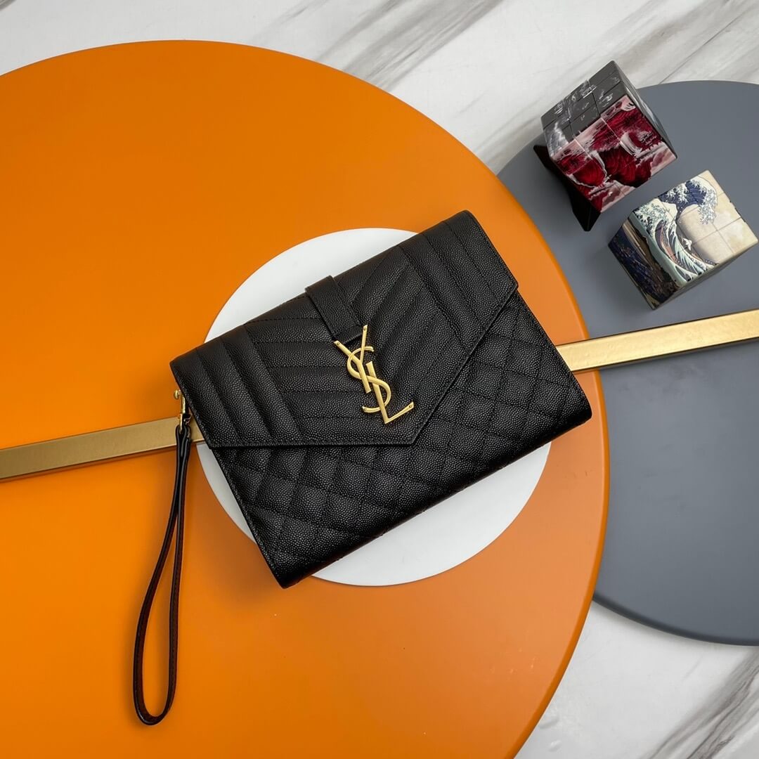 YSL CASSANDRE matelassé leather flap clutch 