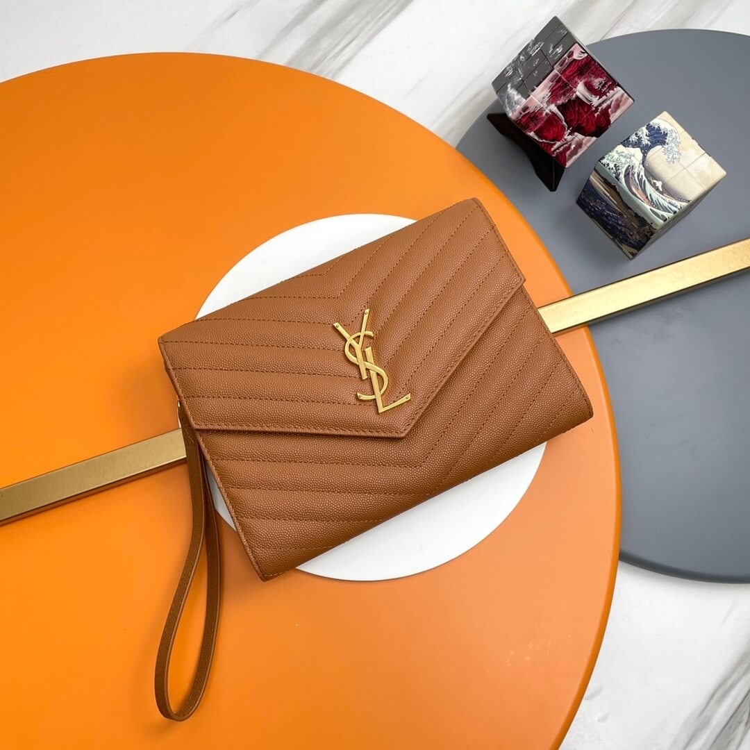 YSL CASSANDRE matelassé leather flap clutch