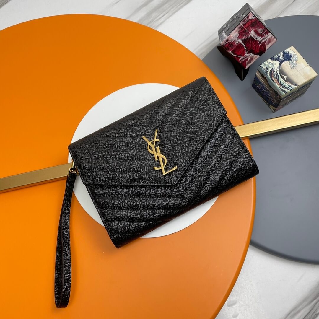 YSL CASSANDRE matelassé leather flap clutch 