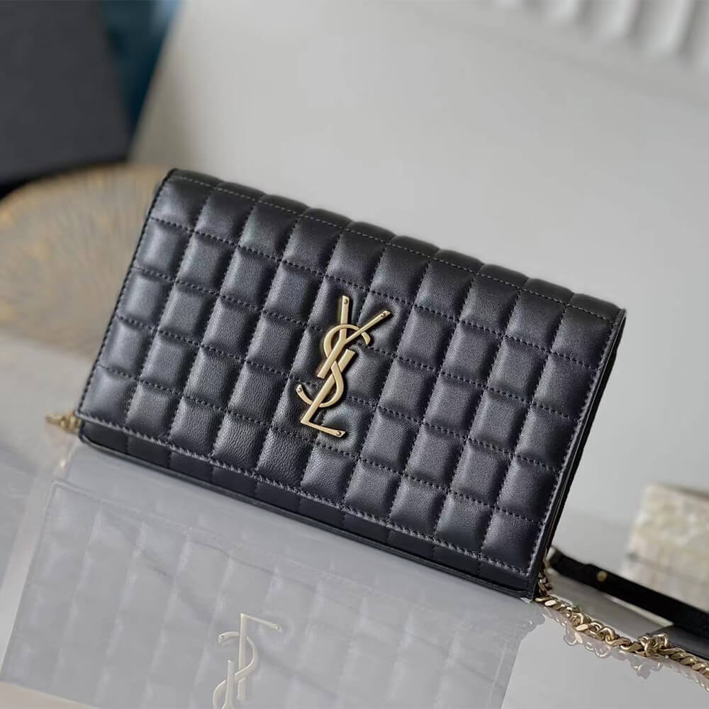 YSL LAMBSKIN CASSANDRE CHAIN WALLET 