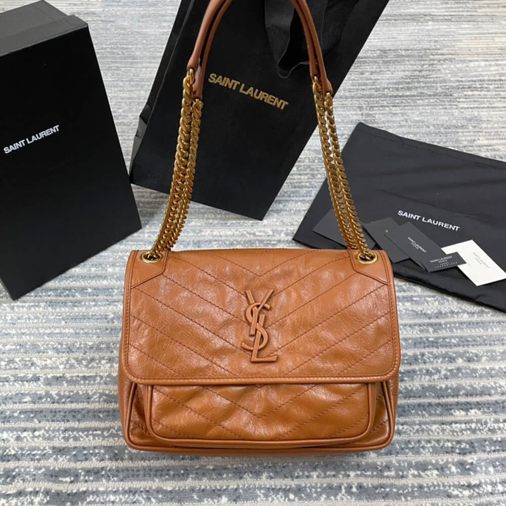 SAINT LAURENT NIKI MEDIUM IN CRINKLED VINTAGE LEATHER 