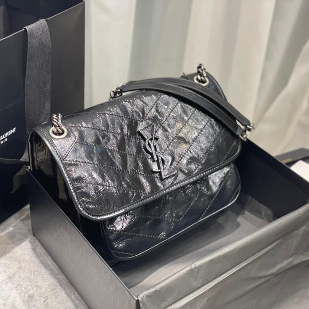 SAINT LAURENT NIKI MEDIUM IN CRINKLED VINTAGE LEATHER 