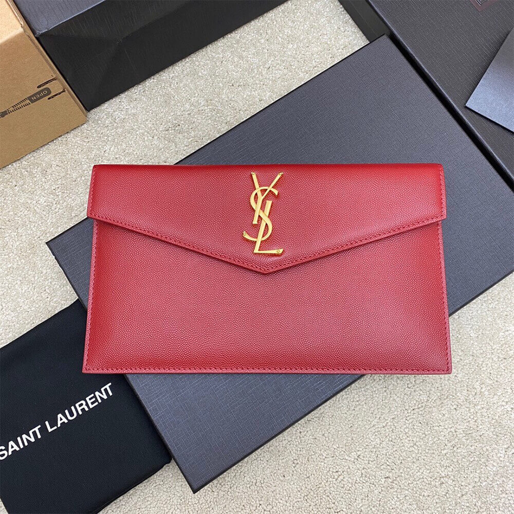 YSL UPTOWN POUCH IN GRAIN DE POUDRE EMBOSSED LEATHER 