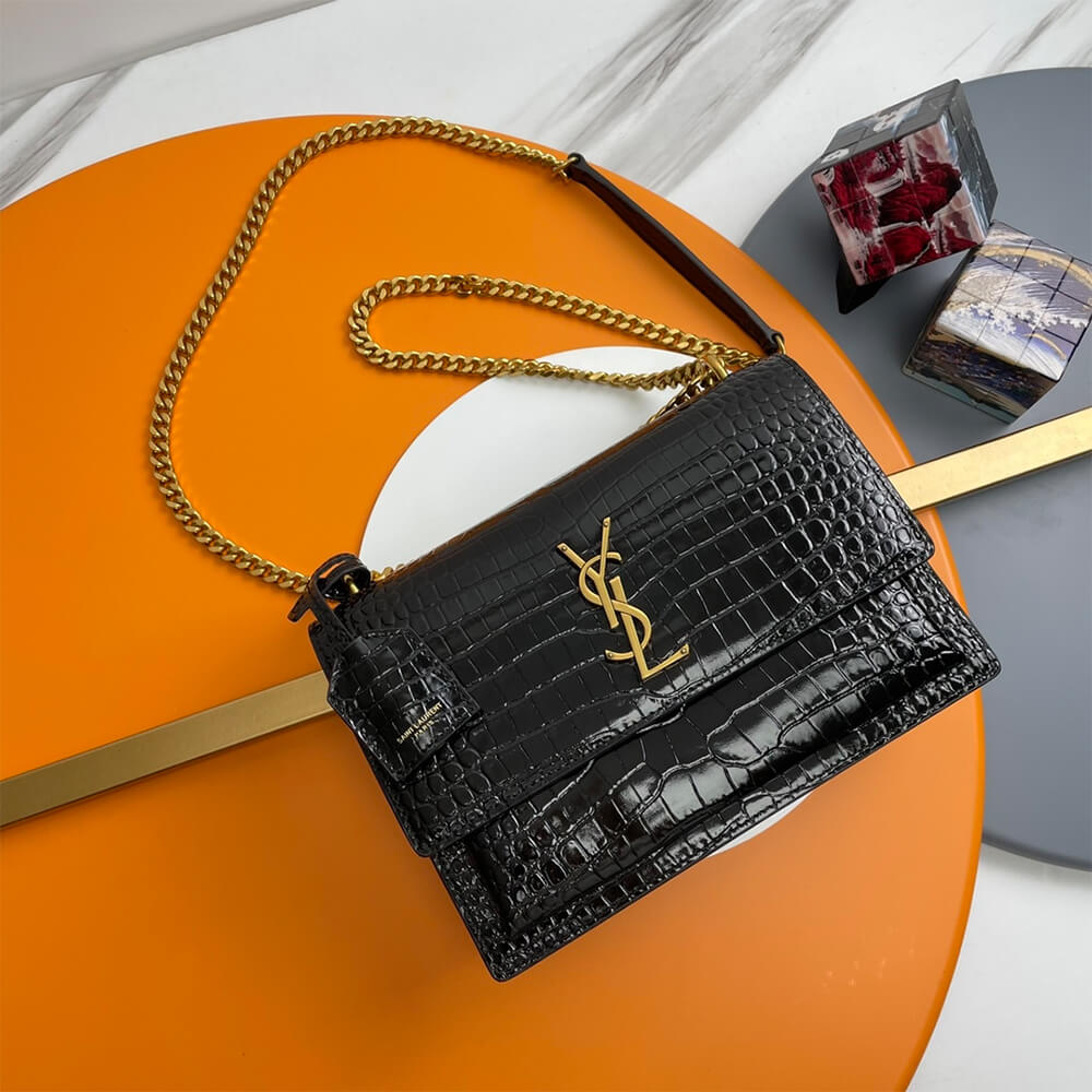 YSL Crocodile-embossed leather SUNSET Medium