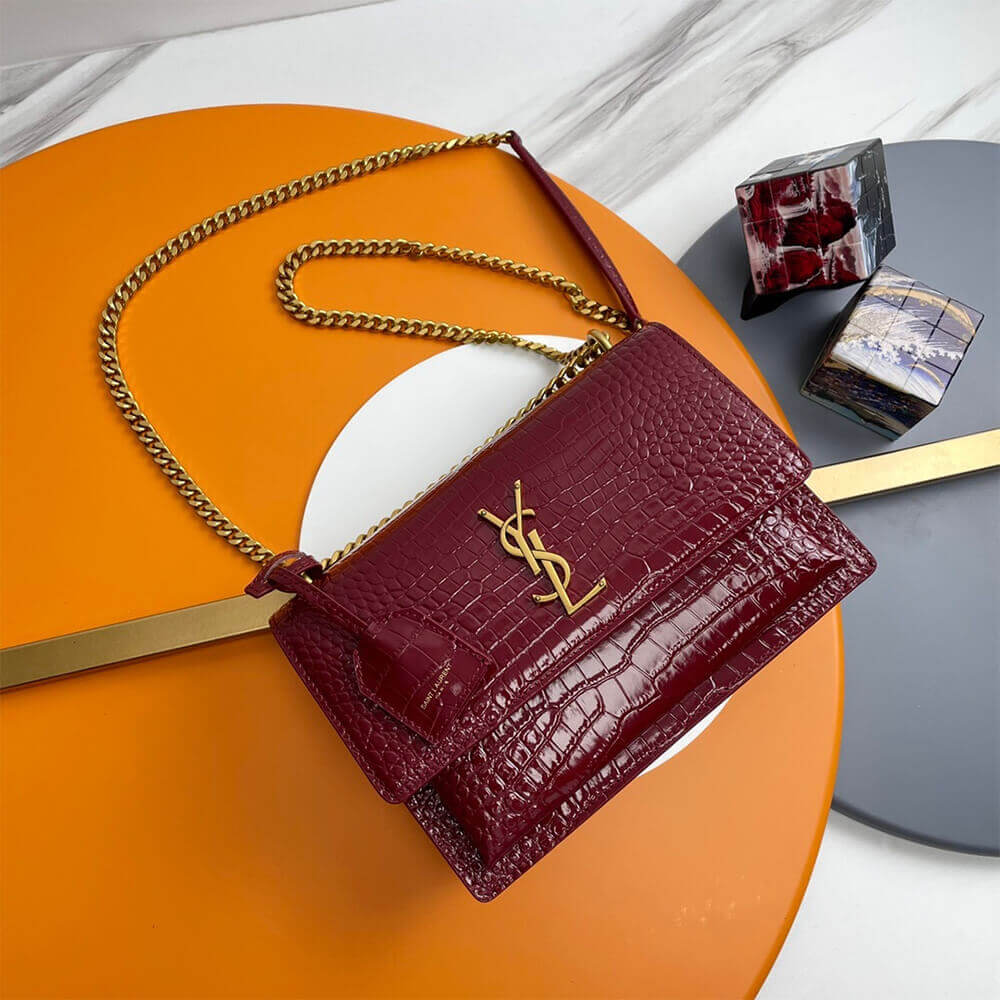 YSL Crocodile-embossed leather SUNSET Medium 