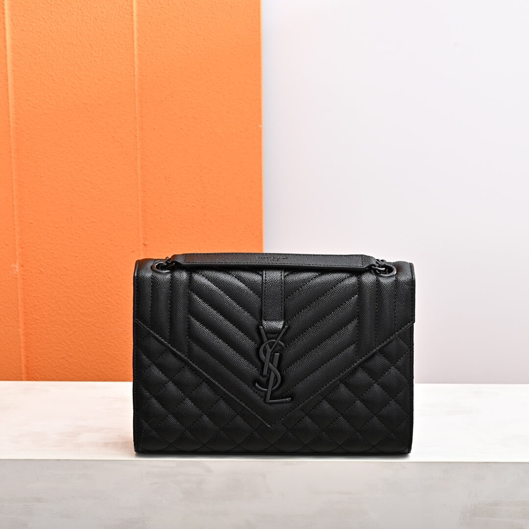 YSL ENVELOPE MEDIUM IN QUILTED GRAIN DE POUDRE EMBOSSED LEATHER