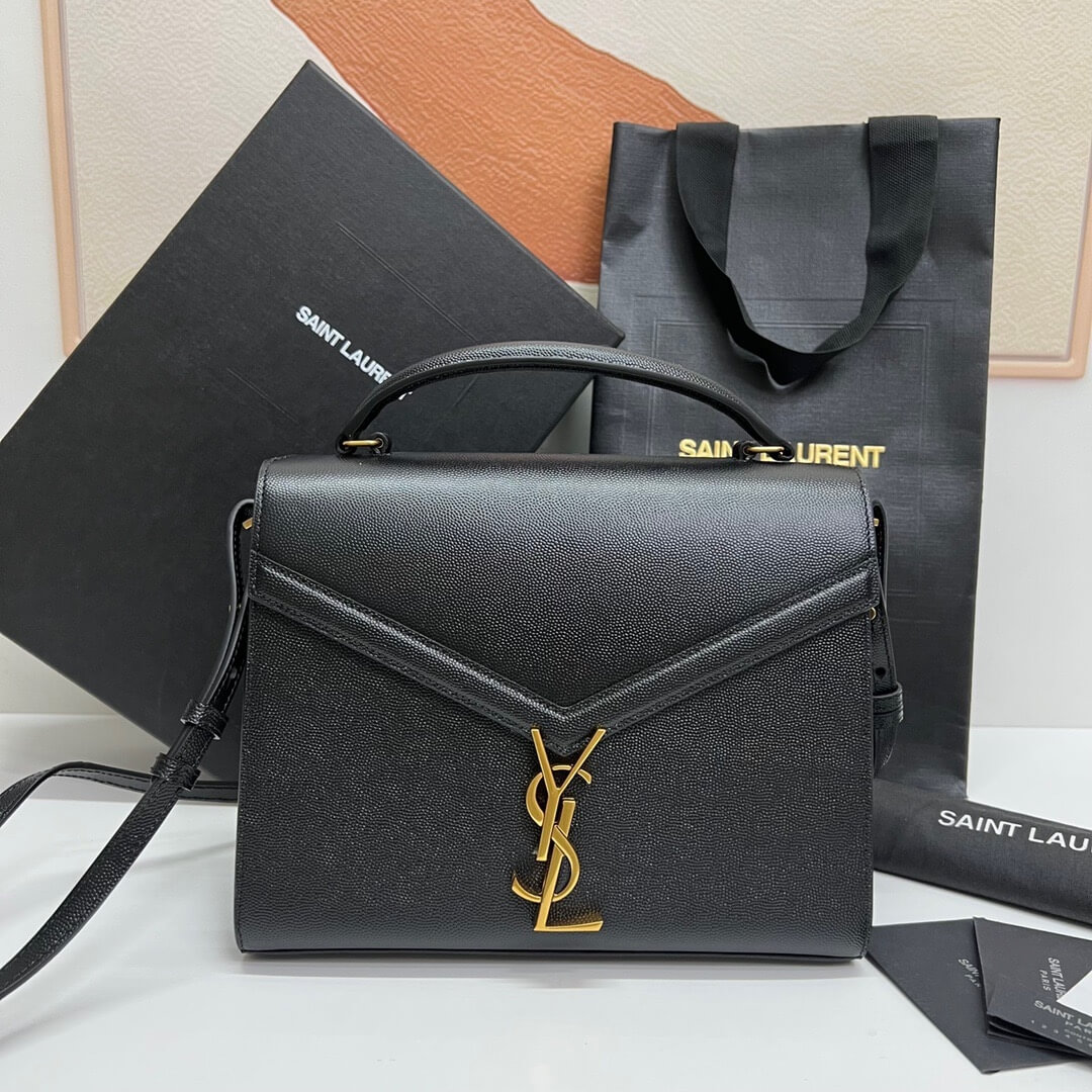 YSL CASSANDRA Medium Grainy Embossed Leather Top Handle Bag