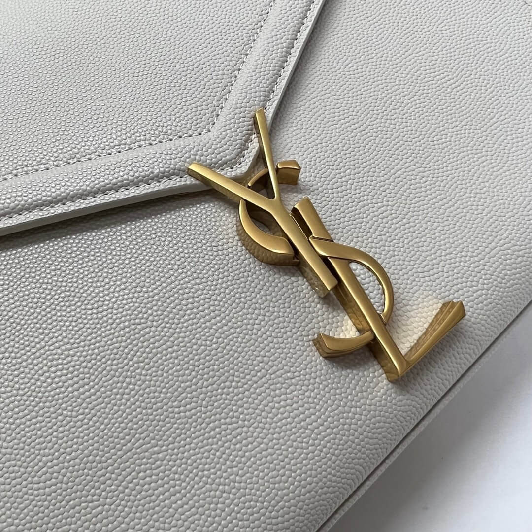 YSL CASSANDRA Medium Grainy Embossed Leather Top Handle Bag 