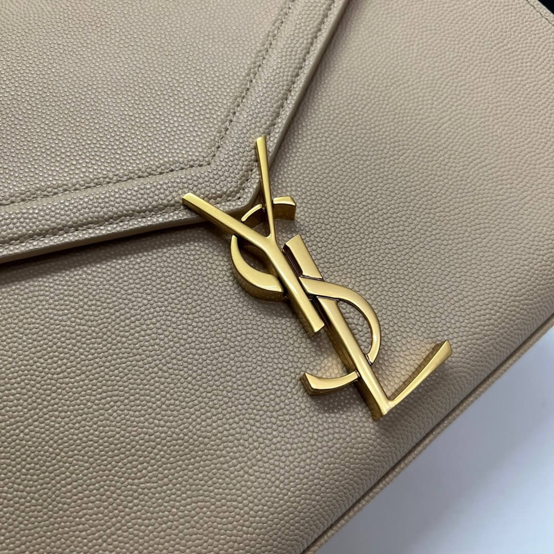 YSL CASSANDRA Medium Grainy Embossed Leather Top Handle Bag 