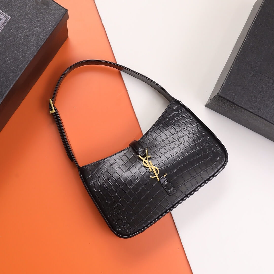 YSL LE 5 À 7 Crocodile embossed glossed leather 