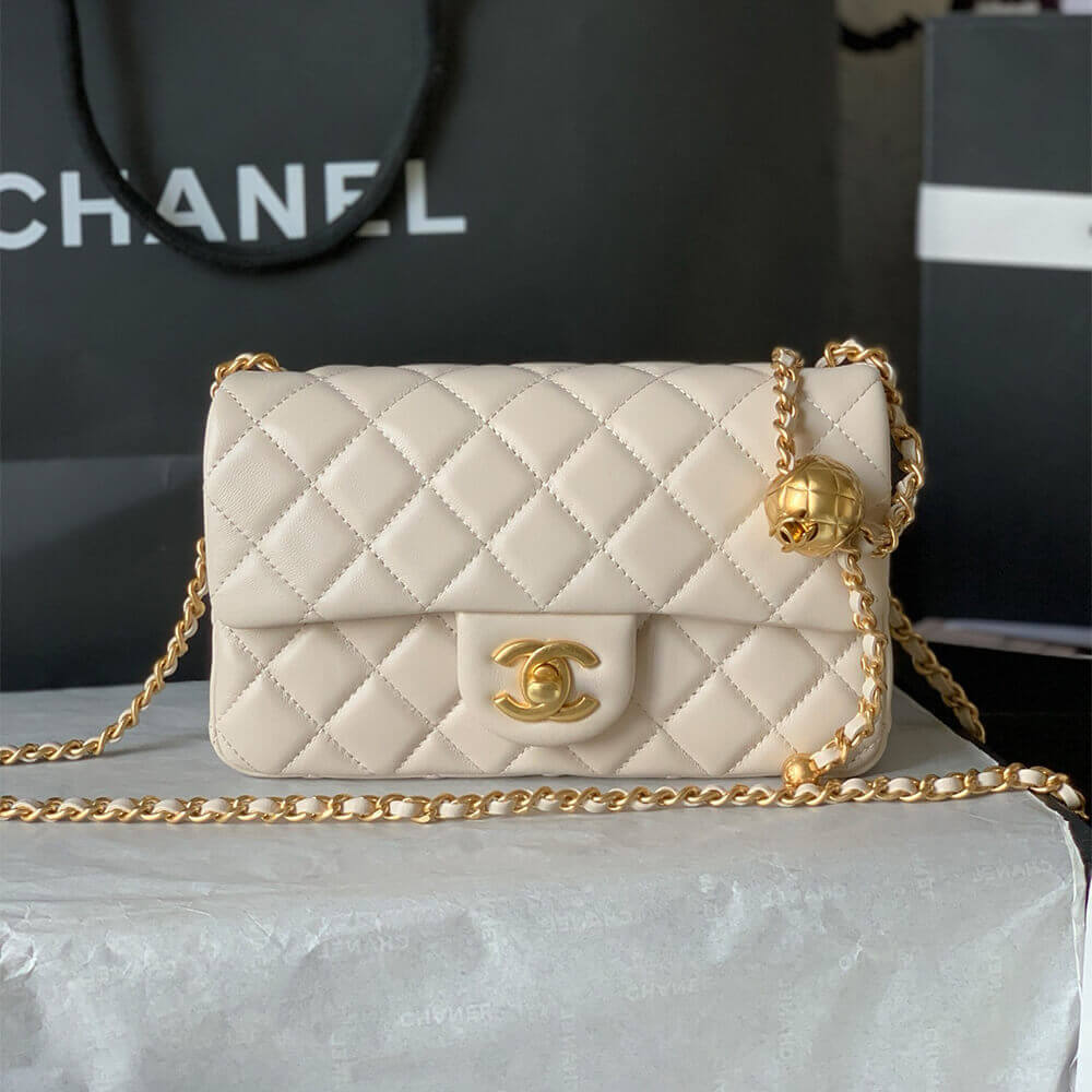 Ch*el pearl crush mini rectangular flap