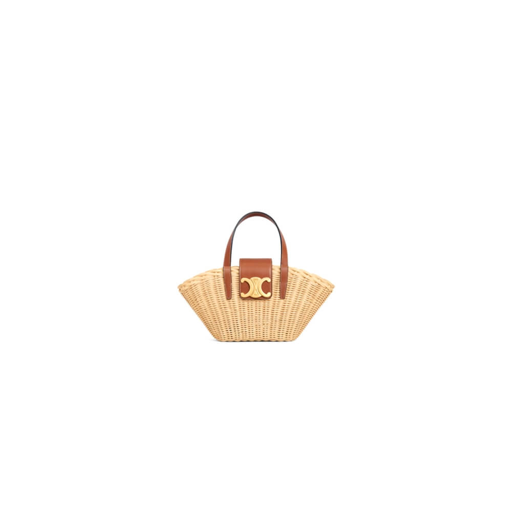 Ce**e teen couffin bag in wicker and natural cow leather(high-end grade)