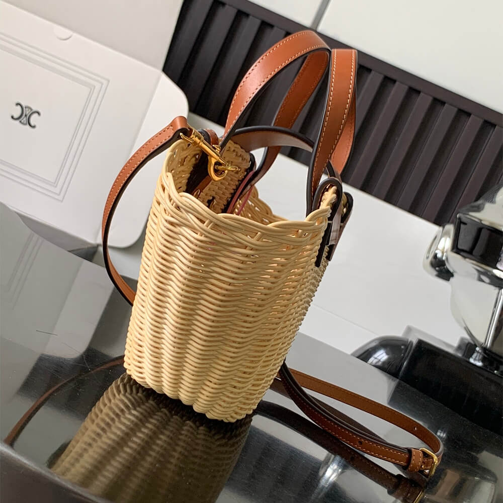 Ce**e teen couffin bag in wicker and natural cow leather(high-end grade)