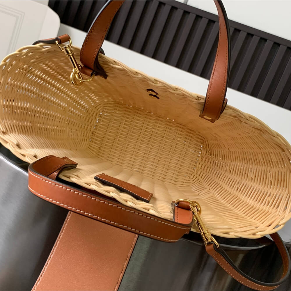 Ce**e teen couffin bag in wicker and natural cow leather(high-end grade)