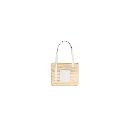 LOEWE Small Square Basket Bag in Raffia and Calfskin(HIGH-END GRADE)