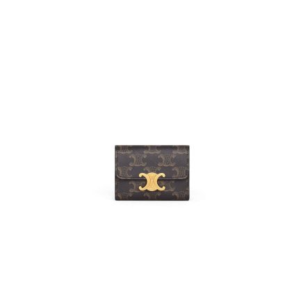 CELINE Small Logo Print Shiny Smooth Lambskin