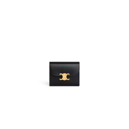 CELINE Small Flap Wallet TRIOMPHE IN Shiny Smooth Lambskin